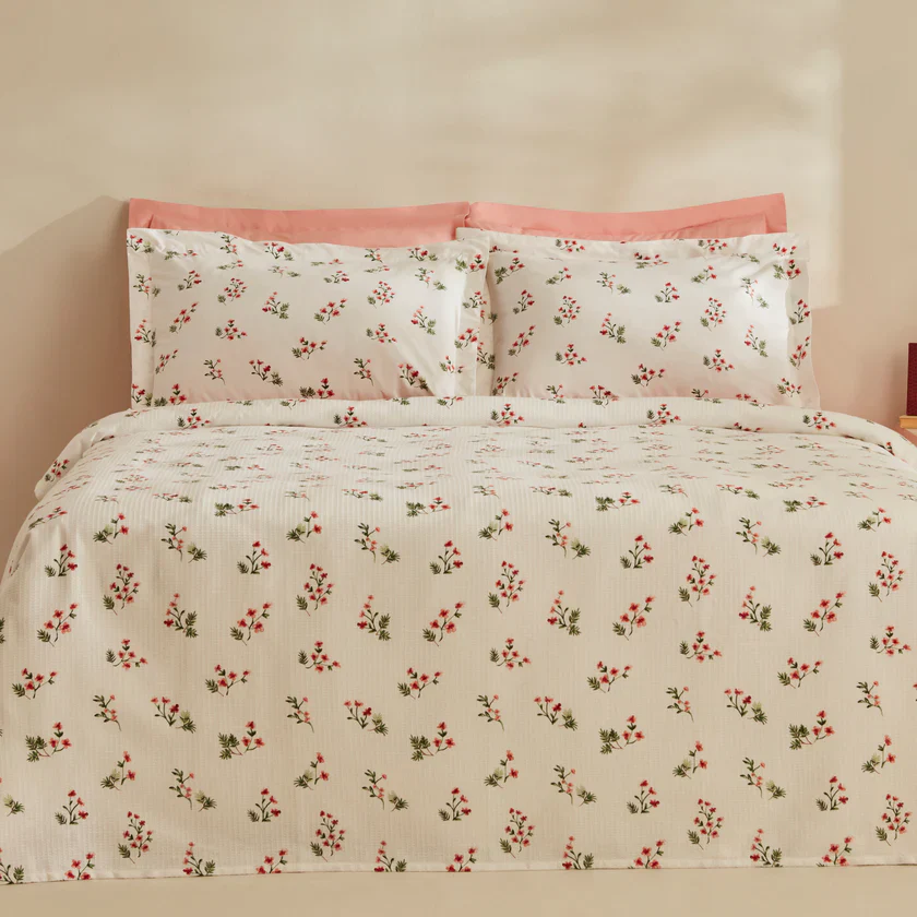Karaca Silvie 100% Cotton Duvet Cover Set, Double, Red - Image 3