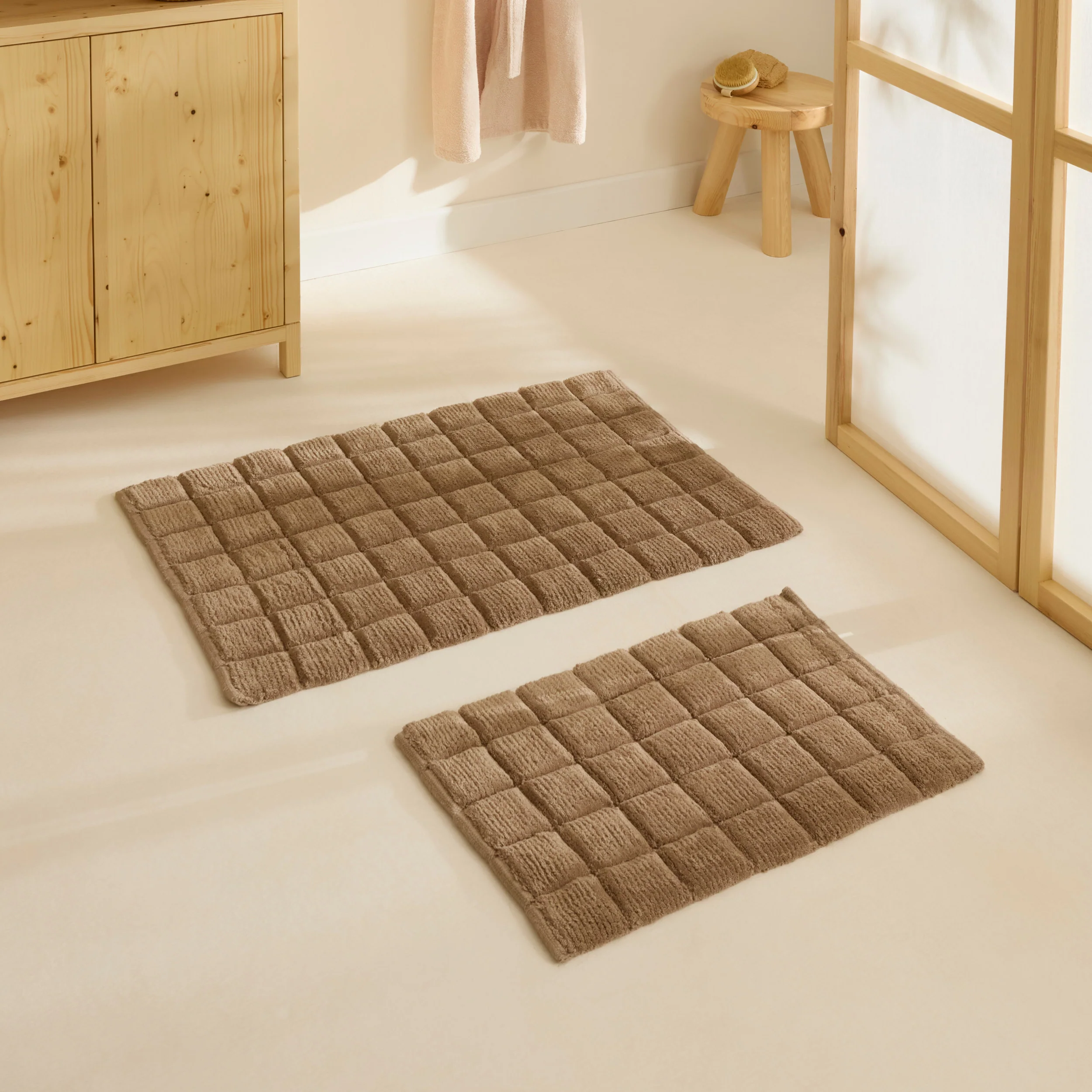 Karaca Simon Bath Mat Set, 60x90cm+40x60cm, Brown - Image 3