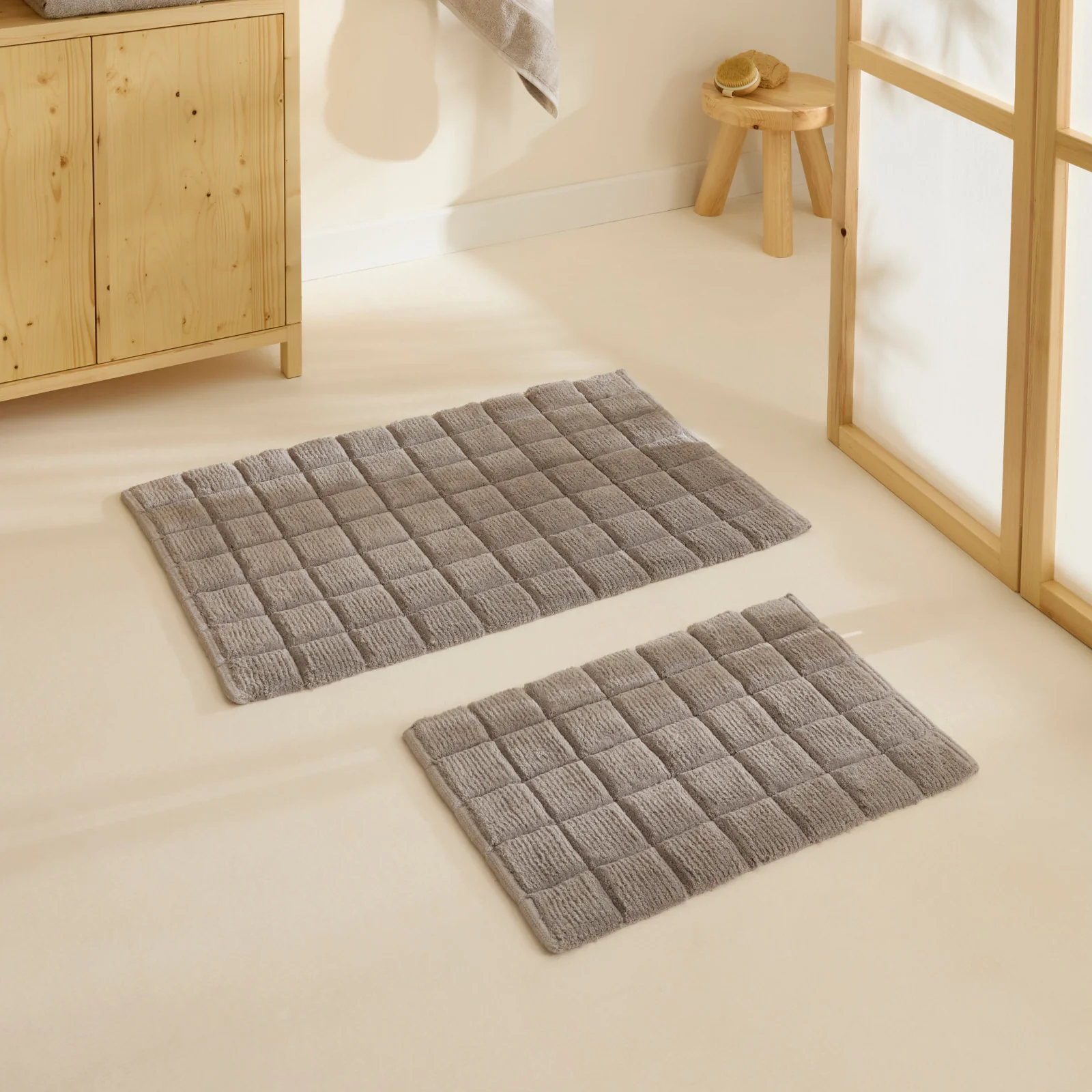 Karaca Simon Bath Mat Set, 60x90cm+40x60cm, Grey - Image 2
