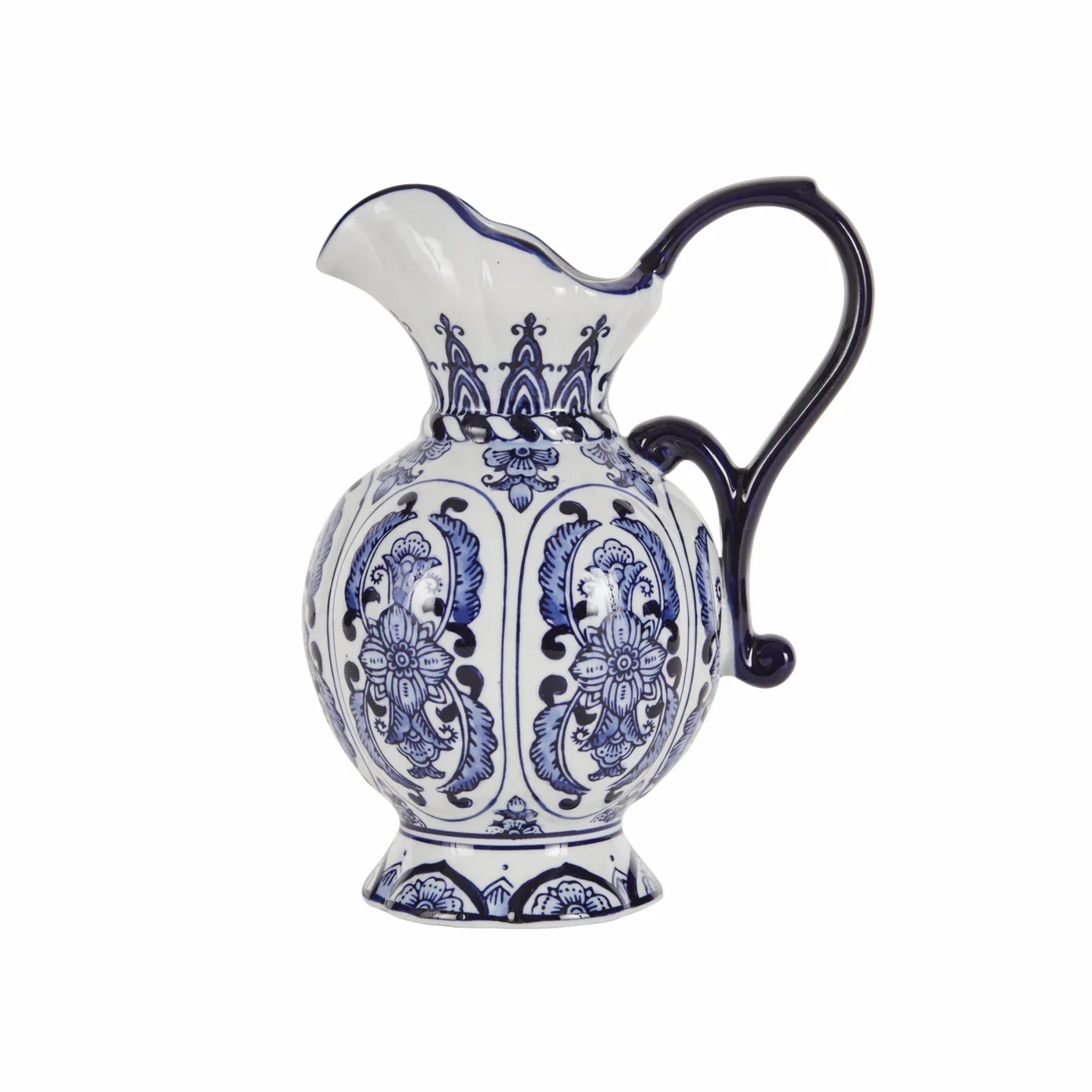 Karaca Home Lisbon Handled Vase, 18cm, White Blue - Image 3