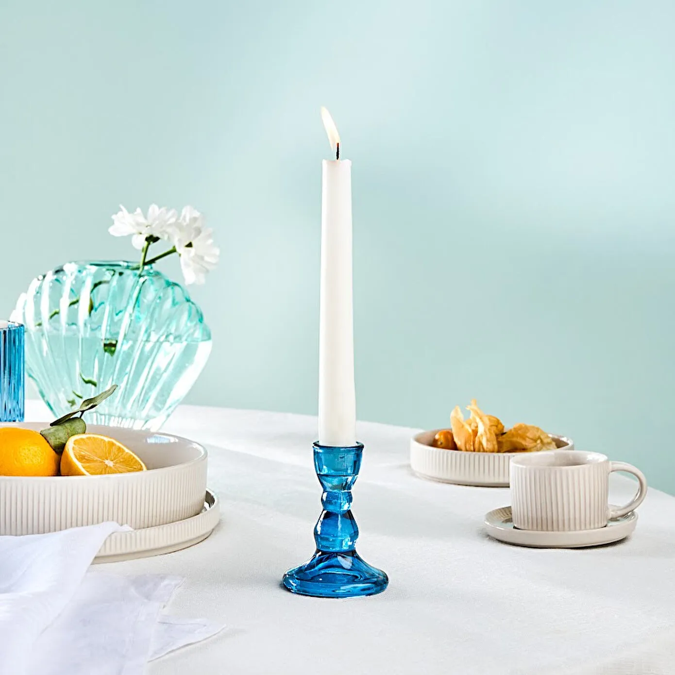 Karaca Marine Glass Candle Holder, 6x9cm, Navy Blue - Image 2