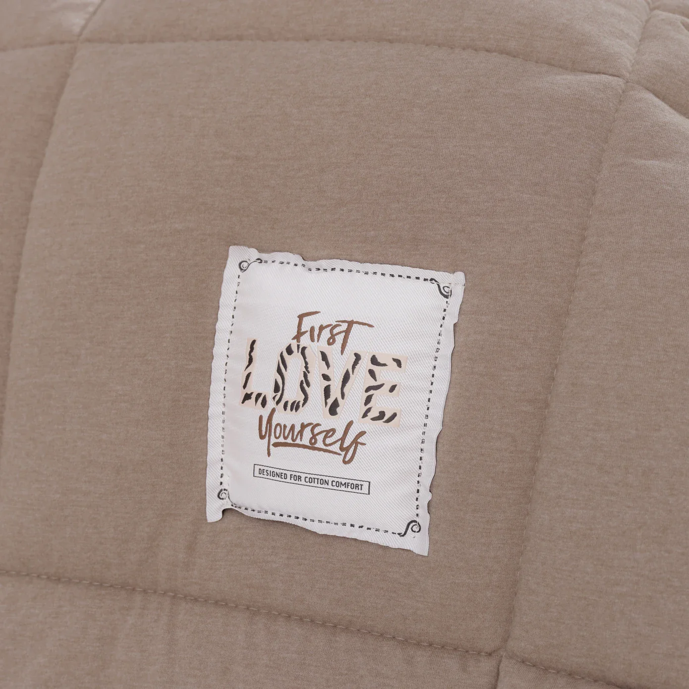 Karaca Home Motto 100% Turkish Cotton Comfort Bedding Set, Double, Beige - Image 5