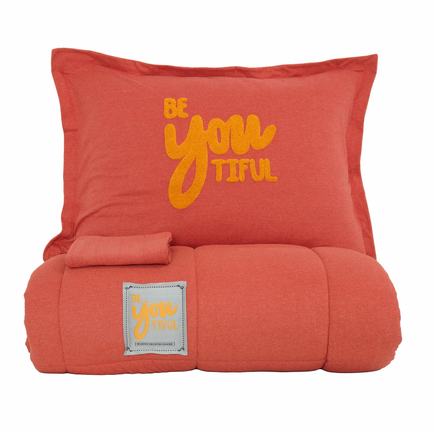 Karaca Home Motto 100% Turkish Cotton Comfort Bedding Set, Double, Red - Image 5