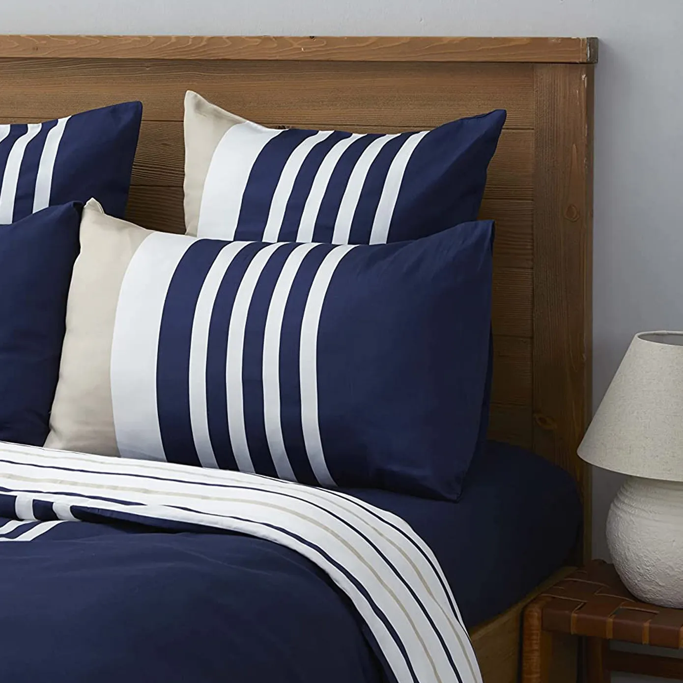 Nautica Home  Aport 100% Cotton Duvet Cover Set, King, 230cmx220cm, Navy Blue - Image 2
