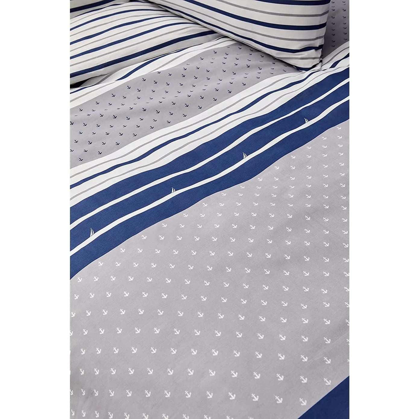 Nautica Home Bornea 100% Cotton Duvet Cover Set, Single, 140cmx200cm, Navy Blue White - Image 3