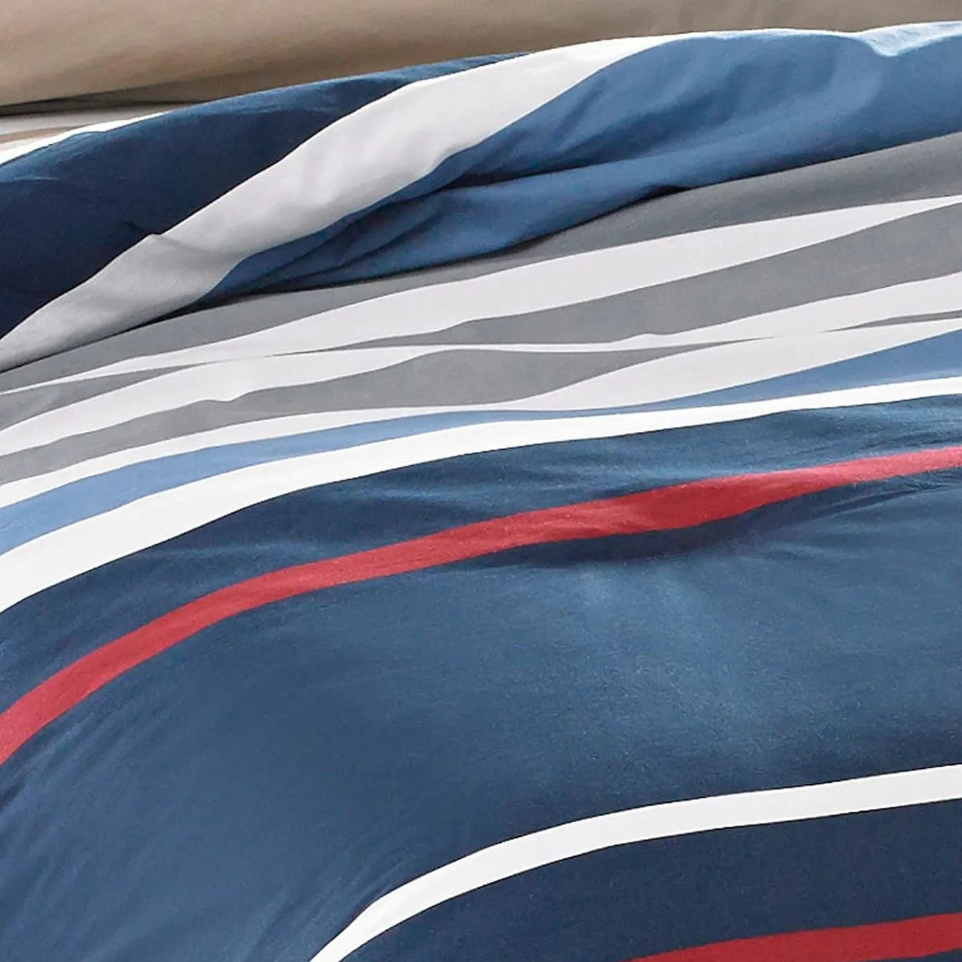 Nautica Home Bradford 100% Turkish Cotton Duvet Cover Set, Double, 200cmx200cm, Navy Blue Multi - Image 3