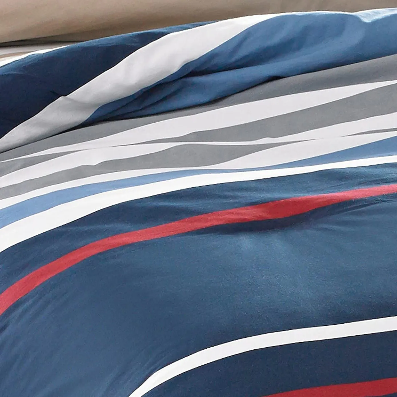 Nautica Home Bradford 100% Turkish Cotton Duvet Cover Set, Single, 140cmx200cm, Navy Blue Multi - Image 3