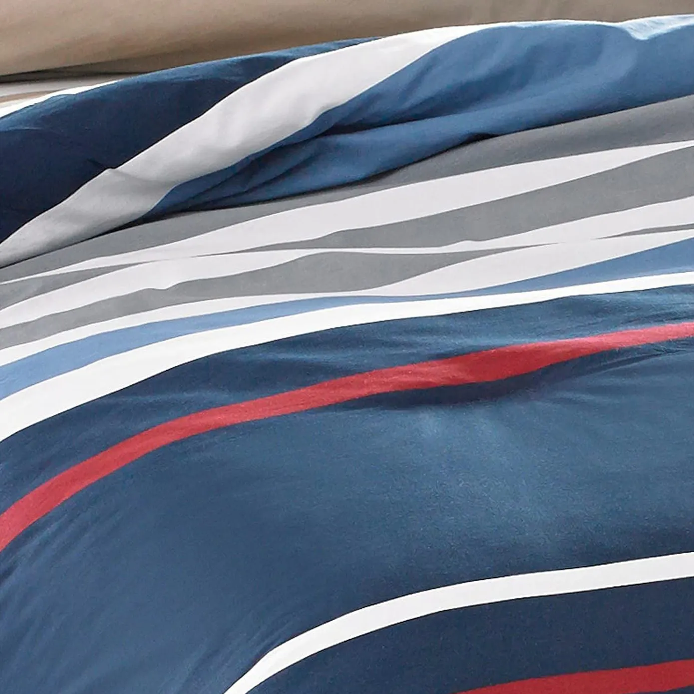 Nautica Home Bradford 100% Turkish Cotton Duvet Cover Set, Super King, 260cmx220cm, Navy Blue Multi - Image 3
