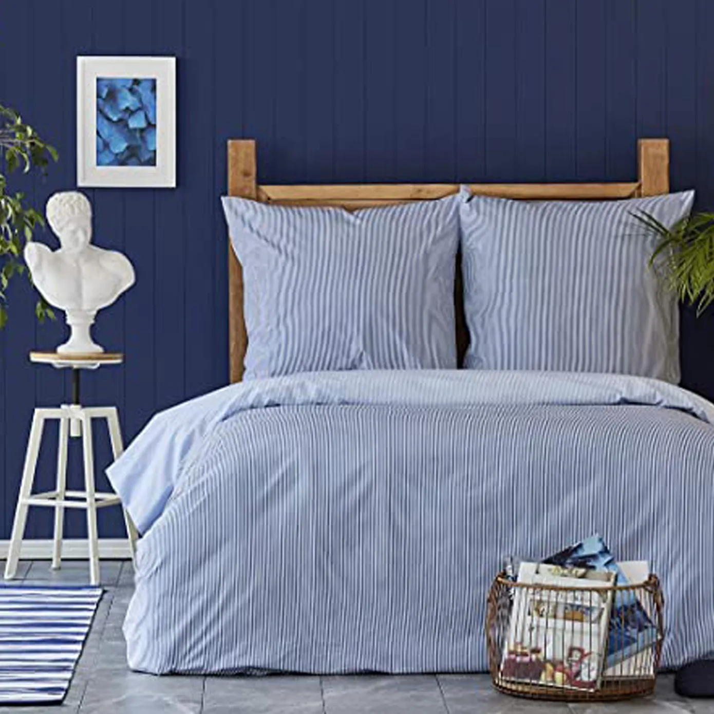 Nautica Home Darya 100% Turkish Cotton Duvet Cover Set, King, 230cmx220cm, Blue