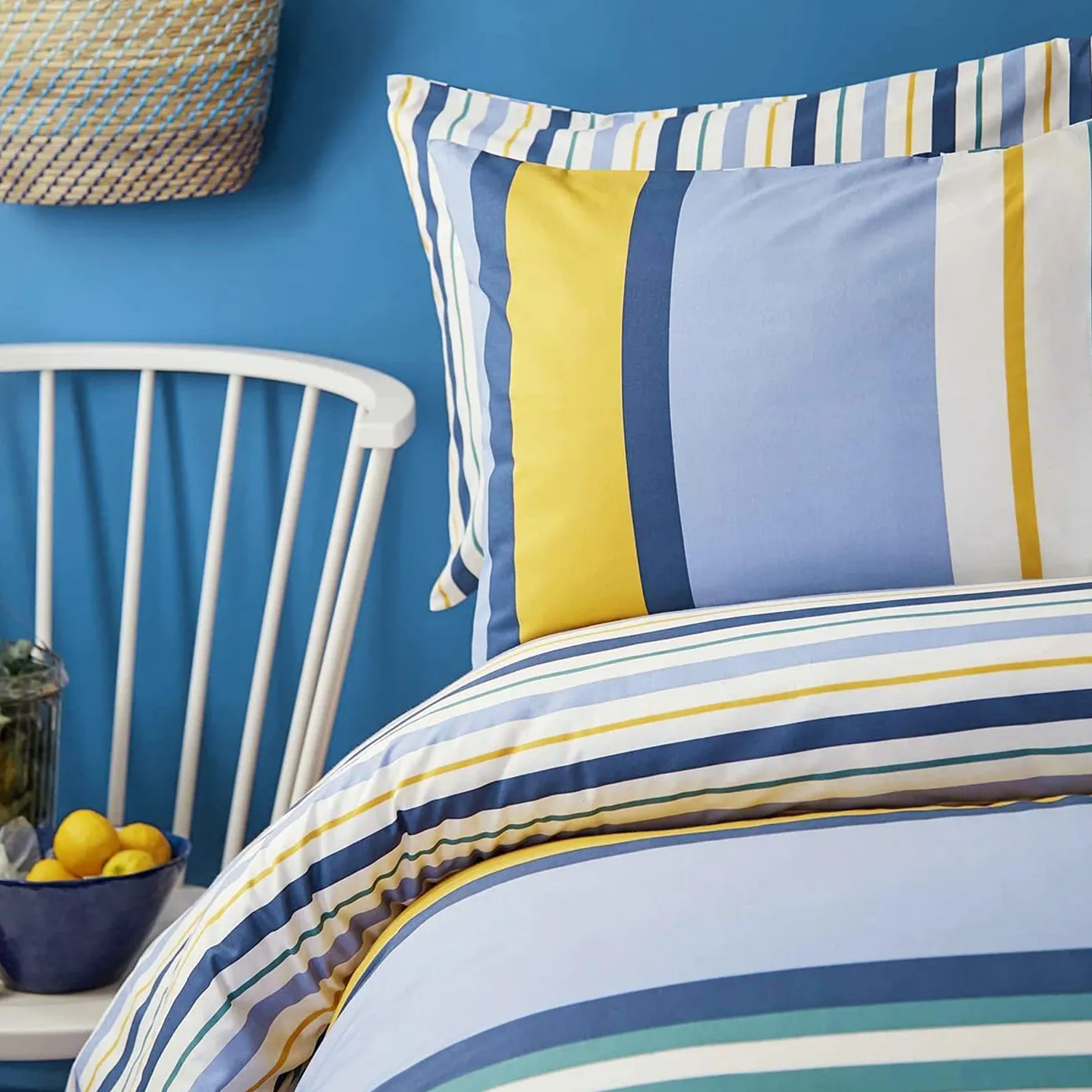 Nautica Home Dover 100% Turkish Cotton Duvet Cover Set, Super King, 260cmx220cm, Blue Multi - Image 2