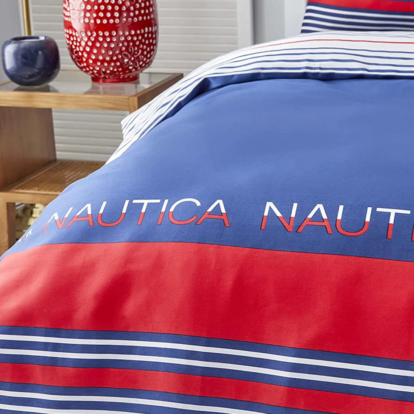Nautica Home Drifting 100% Cotton Duvet Cover Set, Double, 200cmx200cm, Navy Blue Multi - Image 2