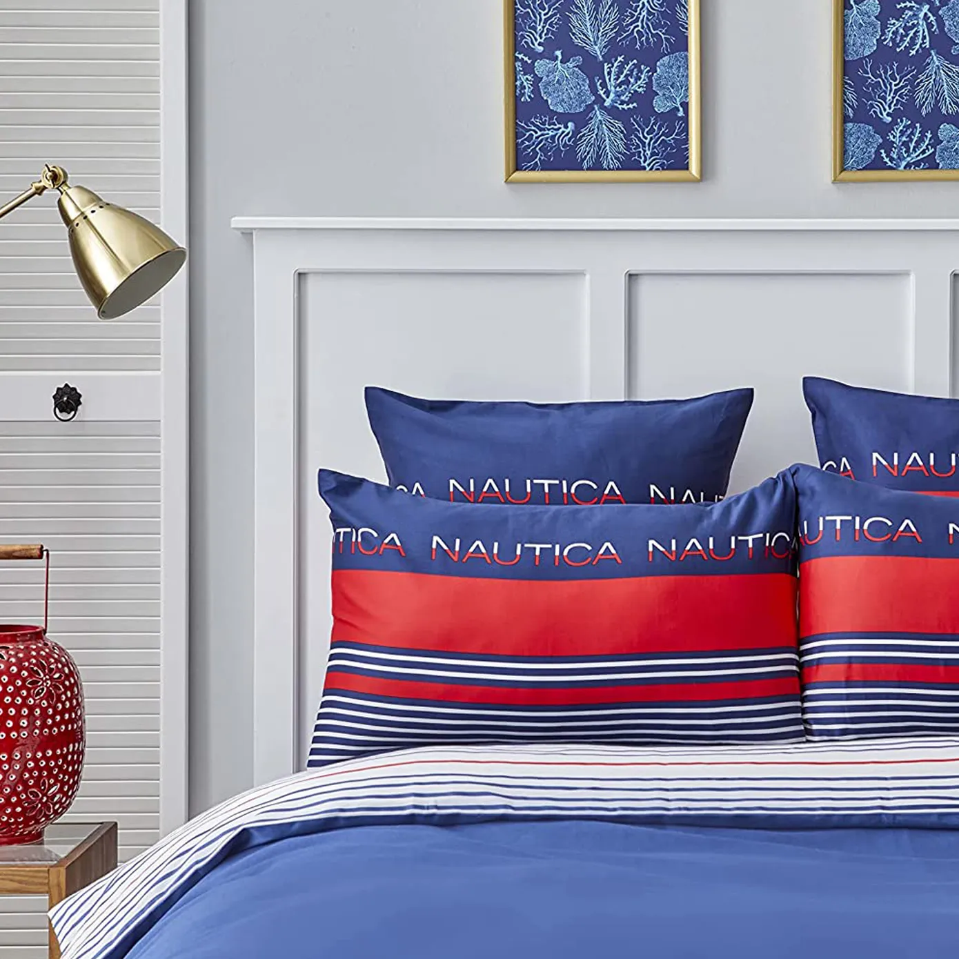Nautica Home Drifting 100% Cotton Duvet Cover Set, Single, 140cmx200cm, Navy Blue Multi - Image 2