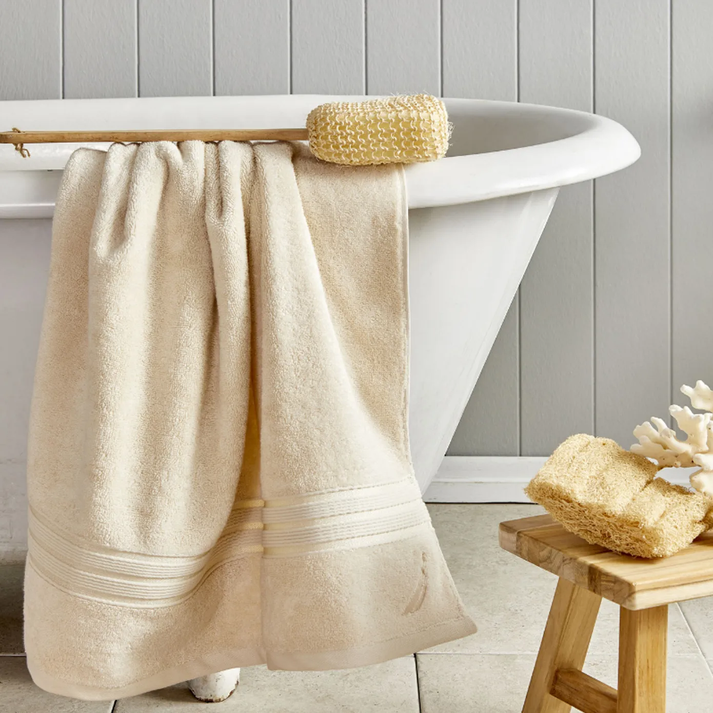 Nautica Home Ocean 100% Turkish Cotton Bath Towel, 70cmx140cm, Pearl - Image 4