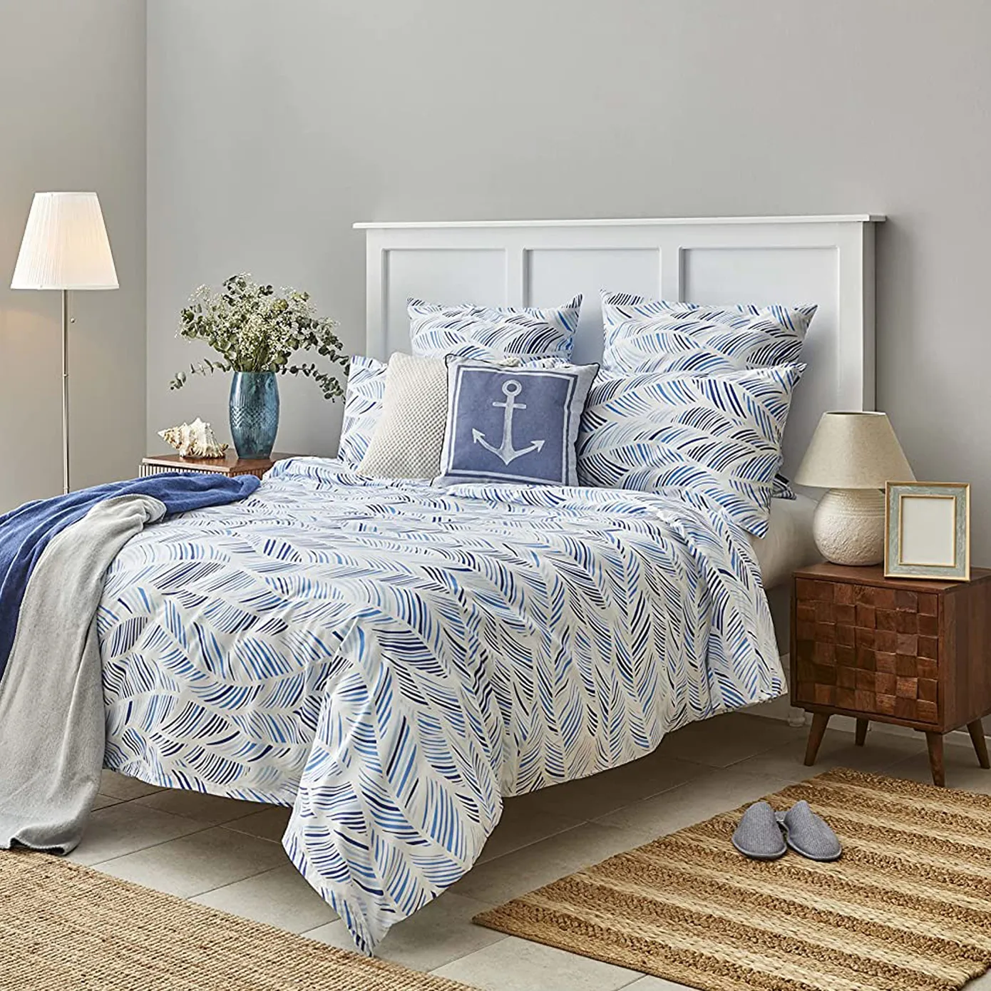 Nautica Home Wave 100% Turkish Cotton Duvet Cover Set, King, 230cmx220cm, Blue White