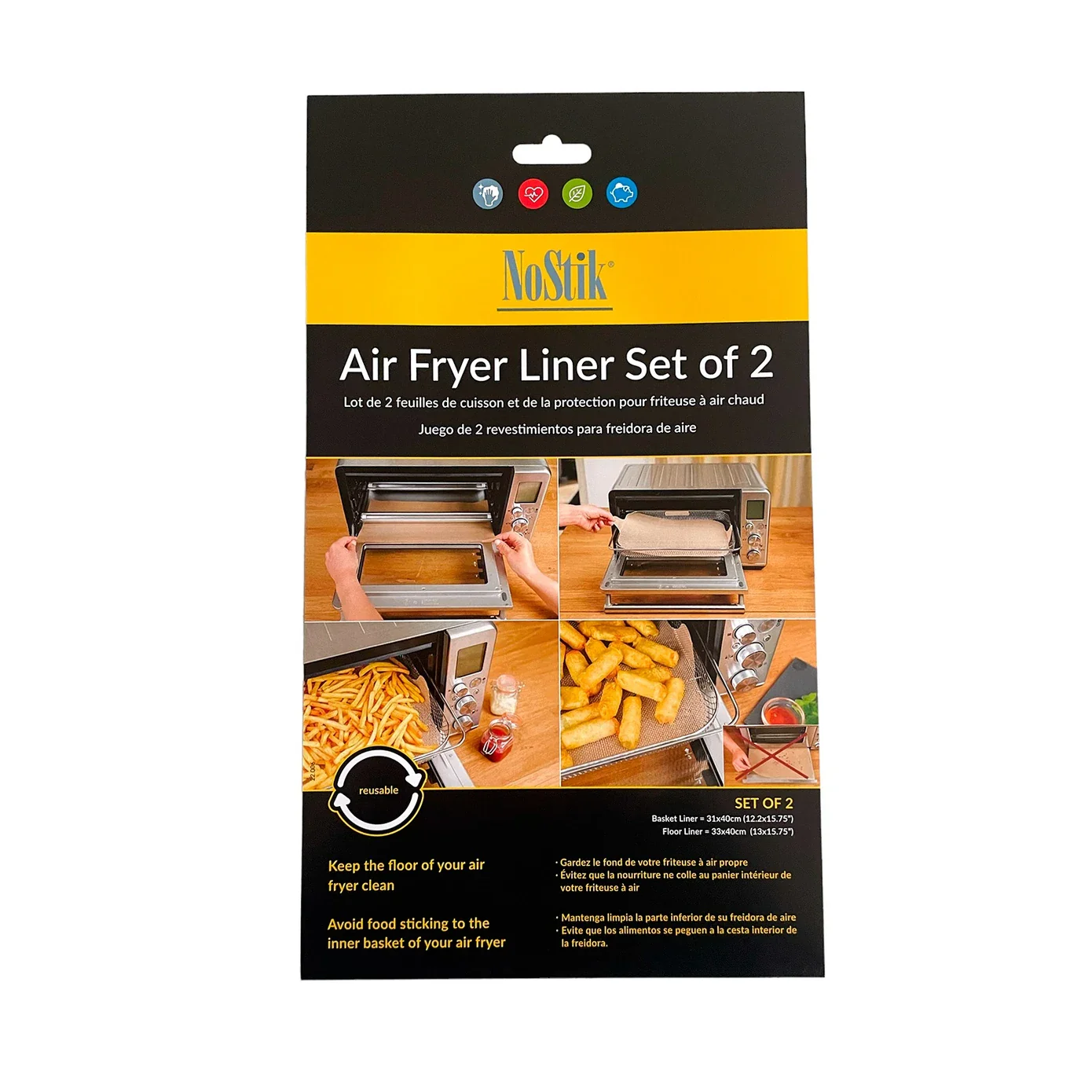 Nostik 2-Piece Rectangular Air Fyer and Oven Liner, Brown - Image 6