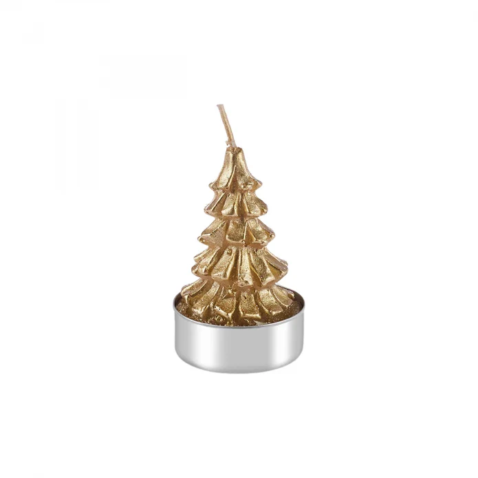 Karaca Home New Year Gold Tree 3-Piece Tealight Candles, Gold - Image 5