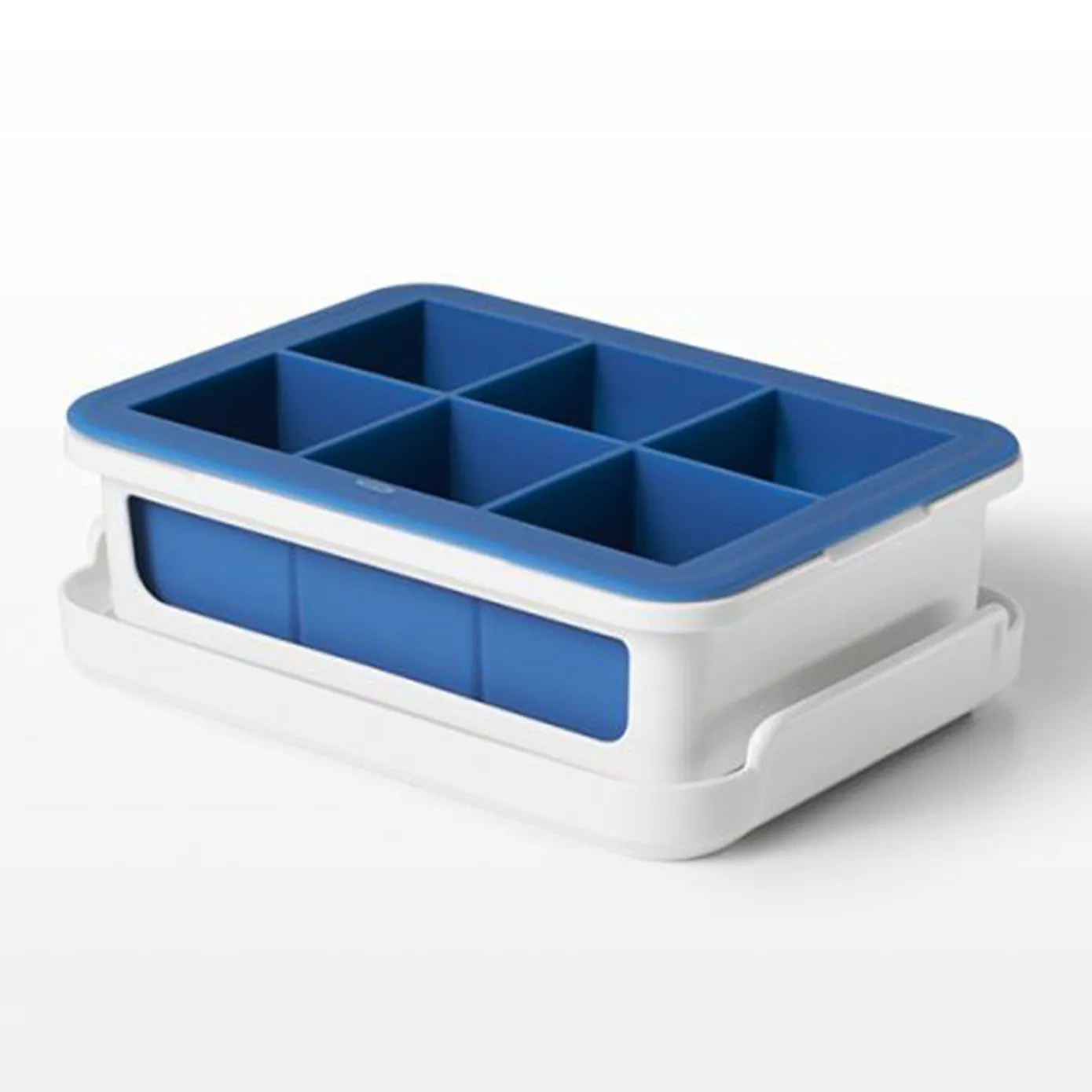 OXO Good Grips Covered Silicone Ice Cube Tray, Large, White Blue - Image 2