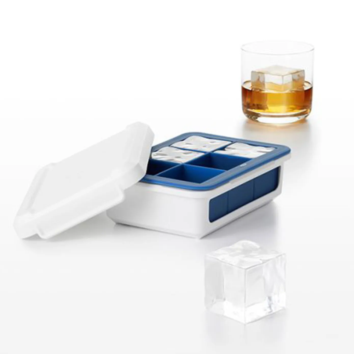OXO Good Grips Covered Silicone Ice Cube Tray, Large, White Blue - Image 3
