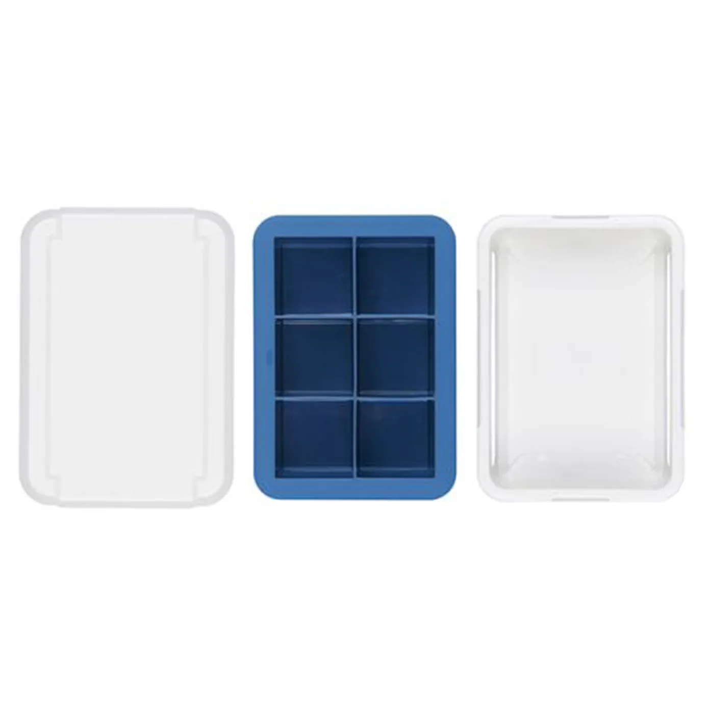 OXO Good Grips Covered Silicone Ice Cube Tray, Large, White Blue - Image 4