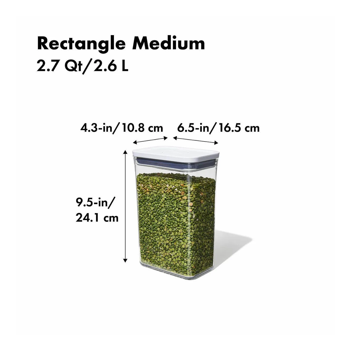 Oxo POP Container Medium Square Short, Rectangle,2.7L, White - Image 6