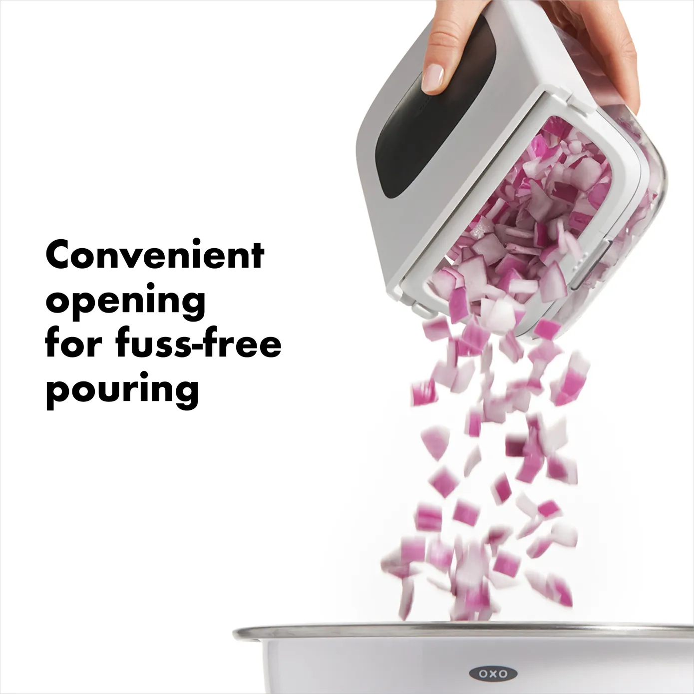 Oxo Vegetable Chopper with Easy-Pour Opening, 3.7cmx11.3cmx5.2cm, White Black - Image 3