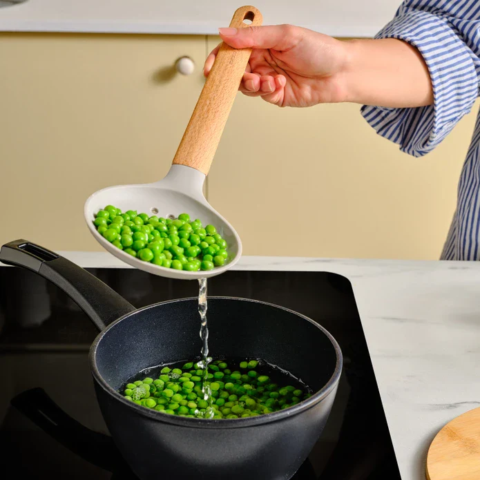 Karaca x Refika Wooden Handle Silicone Colander, Gray - Image 2