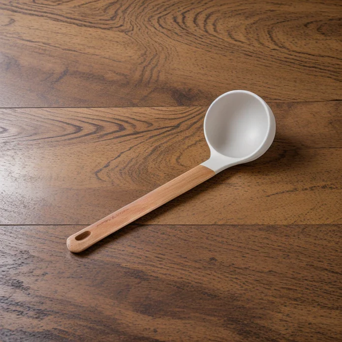 Karaca x Refika Wooden Handle Silicone Ladle, Gray - Image 6