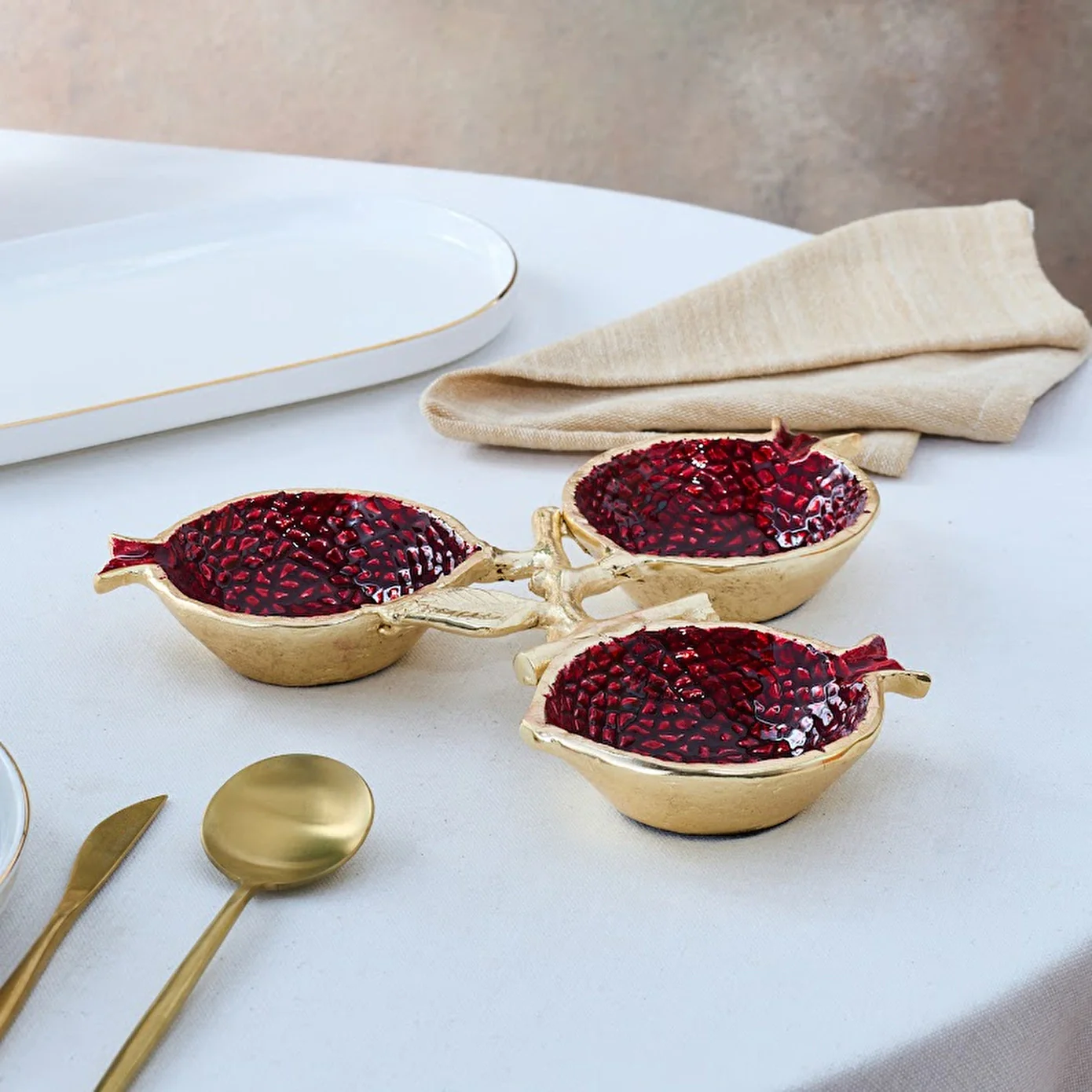 Karaca Tina 3-Piece Decorative Snack Bowl, Gold - Image 2