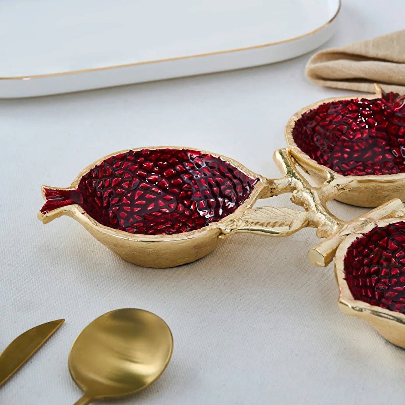 Karaca Tina 3-Piece Decorative Snack Bowl, Gold - Image 4