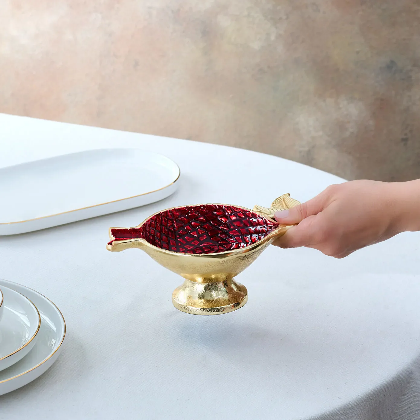 Karaca Tina Decorative Snack Bowl, 23x13cm, Gold - Image 2