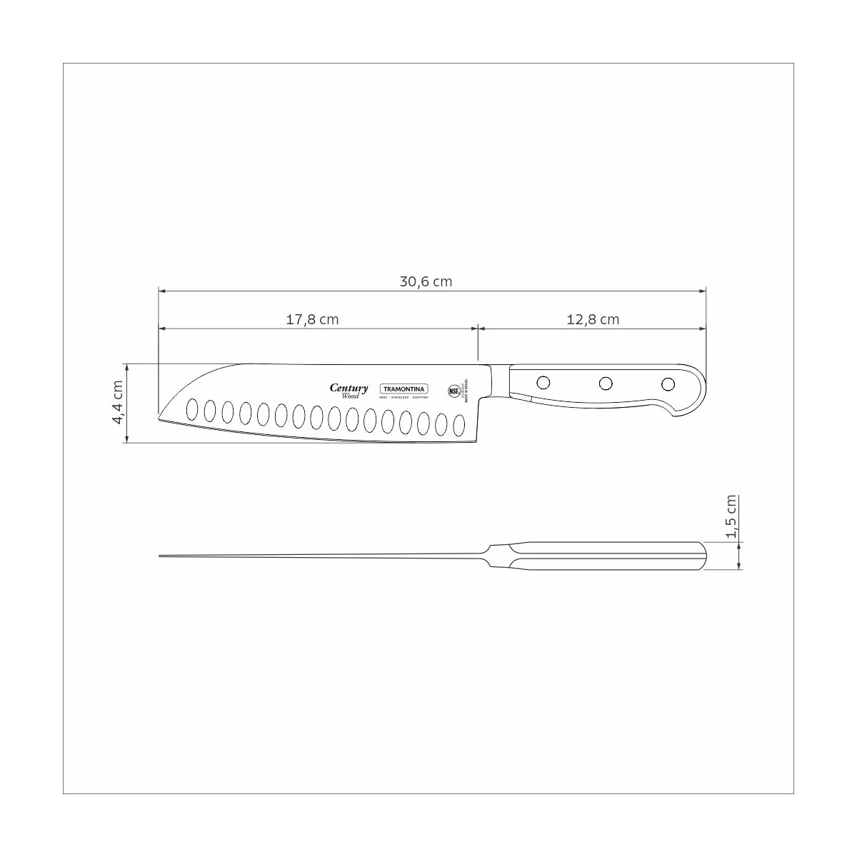 Tramontina Stainless Steel Santoku Knife, Inox - Image 3