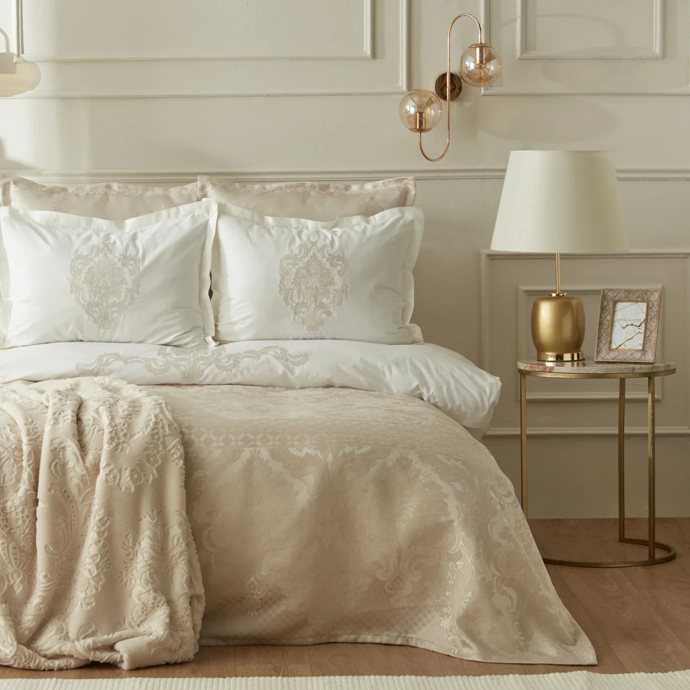 Karaca Home Tugba 8-Piece Bedding Set, Double, Gold