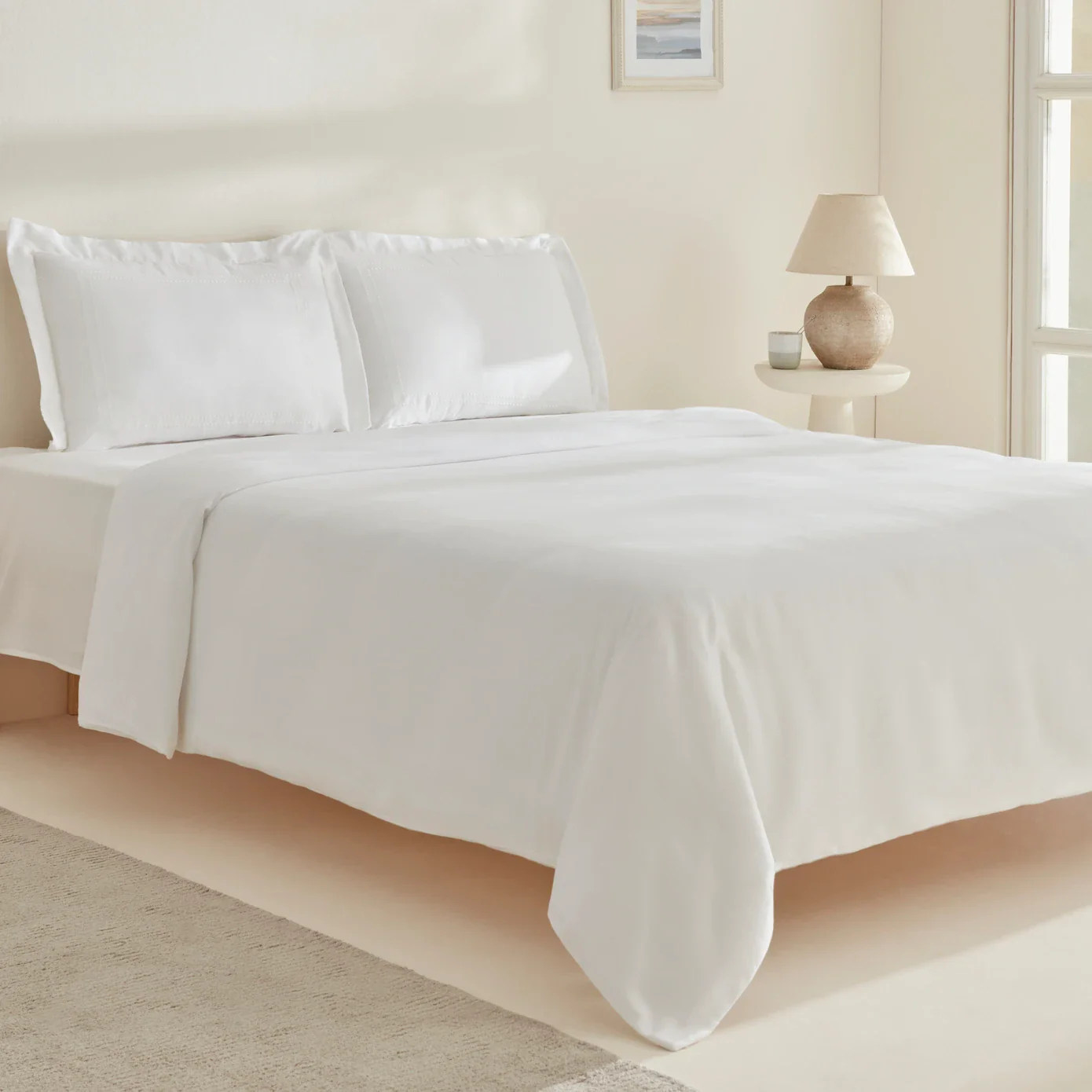 Karaca Home White Collection Felves 100% Turkish Cotton Duvet Cover Set, Double, White