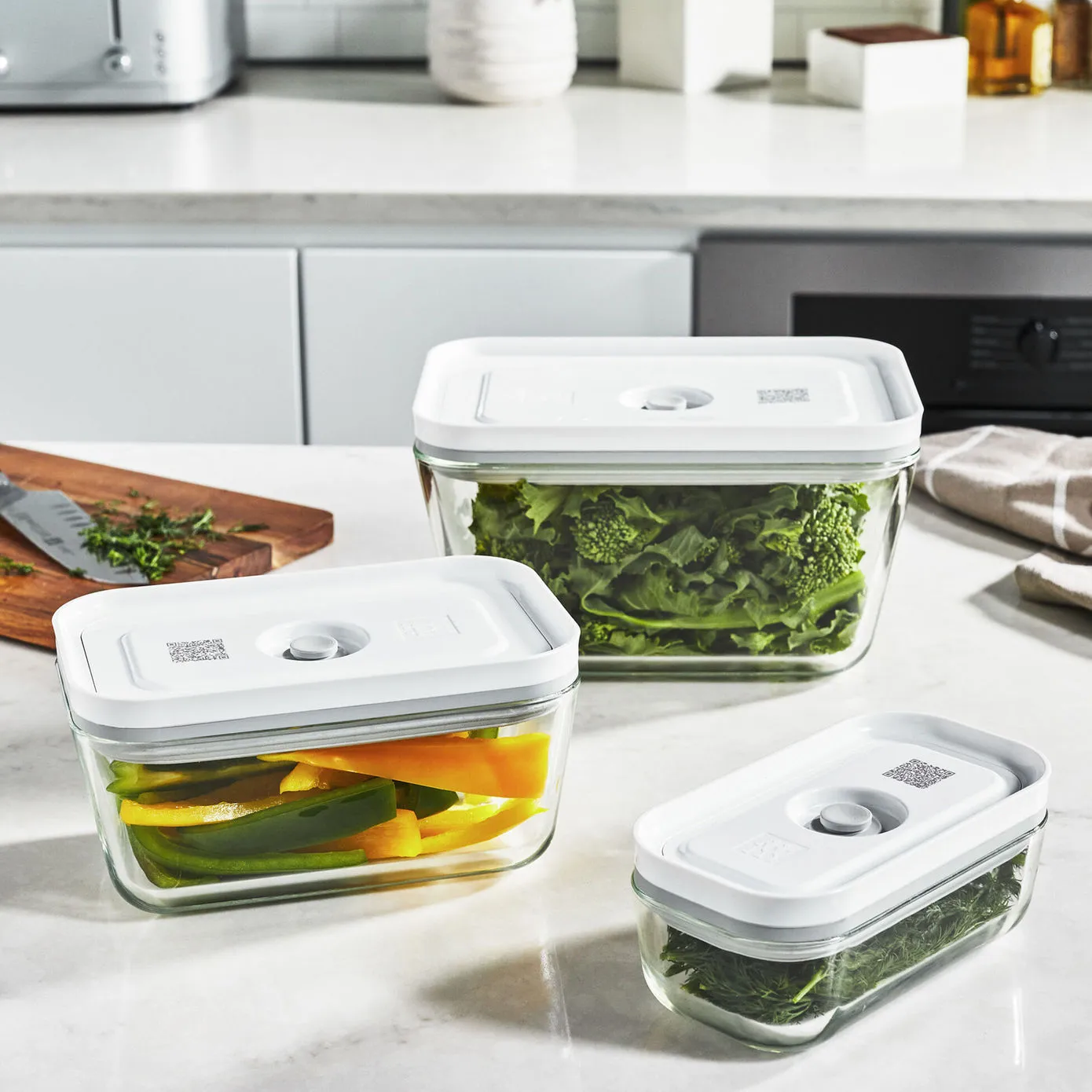 Zwilling Fresh & Save 3 Piece Vacuum Storage Container Set, White - Image 5